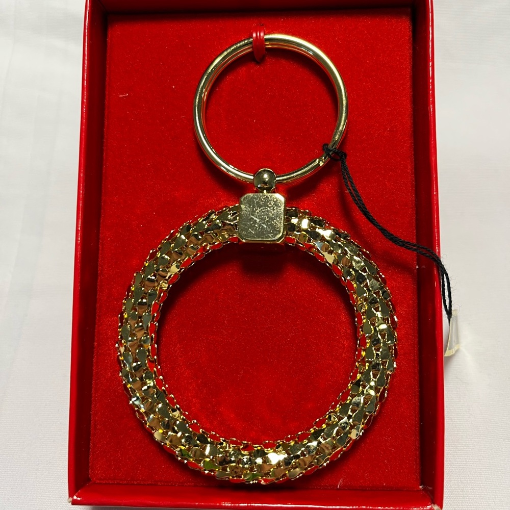 Vintage Whiting and Davis Mesh Metal Goldtone Keychain